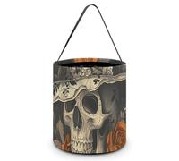 ERSTSNCK Wearing A Hat Halloween Candy Buckets Reusable Tote Candy Bag - Trick Or Treat Goody Bag with Handles