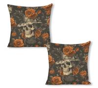 ERSTSNCK Wearing A Hat Pillow Covers 18"x18"（2pcs） Linen Throw Pillow Covers - Double Sided Decorative Square Cushion Cases for Sofa, Bed, Chair (No Insert Included)