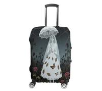 ERSTSNCK Wedding Ghost Bride Luggage Suitcase Covers Elastic Washable Cute Luggage Protector Travel Suitcase Protective Cover For Adult (Fit 19-32 Inch Luggages), white, M, Wedding Ghost Bride