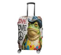 ERSTSNCK Western Cowboy Frog Luggage Suitcase Covers Elastic Washable Cute Luggage Protector Travel Suitcase Protective Cover For Adult (Fit 19-32 Inch Luggages), white, XL, Western Cowboy Frog