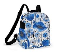 ERSTSNCK White Blue Ink Small Backpack for Women Mini Backpack Purse Travel Fashion Roomy Shoulder Handbag