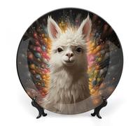 ERSTSNCK White Camel Ceramic Decorative Plate 6inch Bone China Wall Hanging Ornament Plates Bohemian Style Dinner Plate with Stand Cabinet Display Plates for Home Art Decor