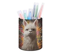 ERSTSNCK White Camel Pen Holder, Pencil Holder Desktop Stationery Organizer Round Leather Pencil Cup Makeup Brush Storage Box for Office Home And Stationary Supplies