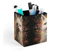 ERSTSNCK White Camel Pen Holder, Pencil Holder Desktop Stationery Organizer Square Leather Pencil Cup Makeup Brush Storage Box for Office Home And Stationary Supplies