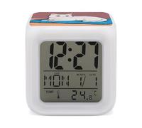ERSTSNCK White Cat Night Light Alarm Clock LED Display Alarms for Bedroom Smart Digital Alarm Clock Wtih 7 Colorful Ambient Lights Sleep Timer for Heavy Sleepers Simple Operation