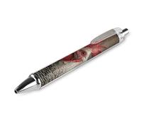 ERSTSNCK White Feather Rooster Black Ballpoint Pens Fine Point (0.5mm) Black Ink Pen Retractable Ball Point Pens with Comfortable Full Grip for Journaling, And Office Writing Ideal 1 PCS