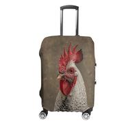 ERSTSNCK White Feather Rooster Luggage Suitcase Covers Elastic Washable Cute Luggage Protector Travel Suitcase Protective Cover For Adult (Fit 19-32 Inch Luggages) X-Large, white, L, White Feather