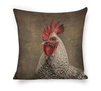 ERSTSNCK White Feather Rooster Pillow Covers 18"x18" Linen Throw Pillow Covers - Double Sided Decorative Square Cushion Cases for Sofa, Bed, Chair (No Insert Included)