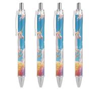 ERSTSNCK White Horse in The Sky Black Ballpoint Pens Fine Point (0.5mm) Black Ink Pen Retractable Ball Point Pens with Comfortable Full Grip for Journaling, And Office Writing Ideal 4 PCS