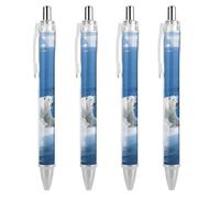ERSTSNCK White Polar Bear on Ice Black Ballpoint Pens Fine Point (0.5mm) Black Ink Pen Retractable Ball Point Pens with Comfortable Full Grip for Journaling, And Office Writing Ideal 4 PCS