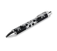 ERSTSNCK White Snowflake Black Ballpoint Pens Fine Point (0.5mm) Black Ink Pen Retractable Ball Point Pens with Comfortable Full Grip for Journaling, And Office Writing Ideal 1 PCS