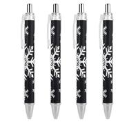 ERSTSNCK White Snowflake Black Ballpoint Pens Fine Point (0.5mm) Black Ink Pen Retractable Ball Point Pens with Comfortable Full Grip for Journaling, And Office Writing Ideal 4 PCS