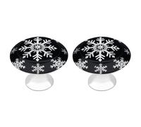 ERSTSNCK White Snowflake Cabinet Knobs 2-Pack Silver Stainless Steel Drawer Pulls with Screws Elegant Hardware for Dressers Kitchen Cabinets & Desks