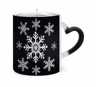 ERSTSNCK White Snowflake Color Changing Mug Heat Changing Coffee Mugs Funny Magic Cup Heat Sensitive Travel Mug Novelty Coffee Cups Personalized Customized Gift Idea for Men & Women 11 Oz