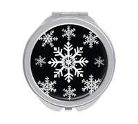 ERSTSNCK White Snowflake Compact Mirror for Purse Double-Sided 1x/2x Magnifying Metal Pocket Makeup Mirrors Folding Mini Vanity Mirror Handheld Round Travel Cosmetic Mirrors for Women
