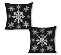 ERSTSNCK White Snowflake Pillow Covers 18"x18"（2pcs） Linen Throw Pillow Covers - Double Sided Decorative Square Cushion Cases for Sofa, Bed, Chair (No Insert Included)