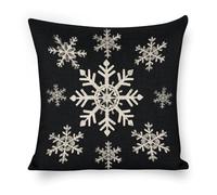 ERSTSNCK White Snowflake Pillow Covers 18"x18" Linen Throw Pillow Covers - Double Sided Decorative Square Cushion Cases for Sofa, Bed, Chair (No Insert Included)