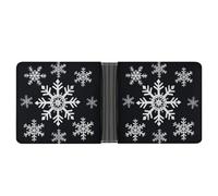 ERSTSNCK White Snowflake Wallet for Men Bifold Rfid Blocking Slim Money Clip Front Pocket Wallet Card Holder
