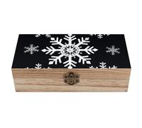 ERSTSNCK White Snowflake Wooden Storage Box Elegant Retro Jewelry Box with Hinged Lid Decorative Keepsake Boxes Decor Handmade Organizer Boxes for Wedding, Party, Gift, Diy Craft, Home Decor