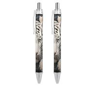 ERSTSNCK White Tiger Photo Puzzle Black Ballpoint Pens Fine Point (0.5mm) Black Ink Pen Retractable Ball Point Pens with Comfortable Full Grip for Journaling, And Office Writing Ideal 2 PCS