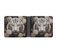 ERSTSNCK White Tiger Photo Puzzle Wallet for Men Bifold Rfid Blocking Slim Money Clip Front Pocket Wallet Card Holder