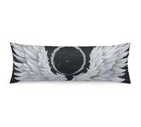 ERSTSNCK White Wings with Halo Body Pillow Pillowcase 20"x54" Lumbar Throw Pillow Covers with Hidden Zipper Breathable & Cozy Full Long Bodypillow Case Cover for Sleeping Bedroom Couch Sofa Decor