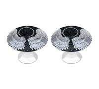 ERSTSNCK White Wings with Halo Cabinet Knobs, 2-Pack Silver Stainless Steel Drawer Pulls with Screws, Elegant Hardware for Dressers, Kitchen,Cabinets & Desks