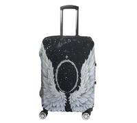 ERSTSNCK White Wings with Halo Luggage Suitcase Covers Elastic Washable Cute Luggage Protector Travel Suitcase Protective Cover For Adult (Fit 19-32 Inch Luggages) X-Large, white, M, White Wings With