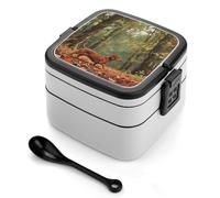 ERSTSNCK Wiener Dog Bento Box 1000ml Leak Proof Lunch Container with Removable Dividers & Spoon - BPA-Free PP Stackable Lunch Box for Work, Office, Picnic, Travel, Dining Out