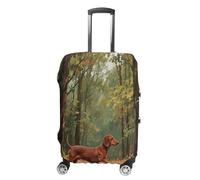 ERSTSNCK Wiener Dog Luggage Suitcase Covers Elastic Washable Cute Luggage Protector Travel Suitcase Protective Cover For Adult (Fit 19-32 Inch Luggages), white, L, Wiener Dog