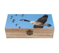 ERSTSNCK Wild Goose Wooden Storage Box Elegant Retro Jewelry Box with Hinged Lid Decorative Keepsake Boxes Decor Handmade Organizer Boxes for Wedding, Party, Gift, Diy Craft, Home Decor