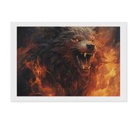 ERSTSNCK Wild Wolf in The Fire Diamond Painting Kits for Adults 8"x12" 5D Diamond Art Kits for Beginners DIY Full Drill Round Diamonds Gem Art Crafts Painting for Home Wall Decor