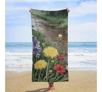ERSTSNCK Wildflowers Daisy Beach Towel Oversized 31" X 63" Absorbent Towels Quick Dry Pool Towel Lightweight Bath Towels Sandproof Beach Blanket for Gym Swimming Sports Travel Gifts