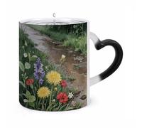 ERSTSNCK Wildflowers Daisy Color Changing Mug Heat Changing Coffee Mugs Funny Magic Cup Heat Sensitive Travel Mug Novelty Coffee Cups Personalized Customized Gift Idea for Men & Women 11 Oz