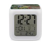 ERSTSNCK Wildflowers Daisy Night Light Alarm Clock LED Display Alarms for Bedroom Smart Digital Alarm Clock Wtih 7 Colorful Ambient Lights Sleep Timer for Heavy Sleepers Simple Operation