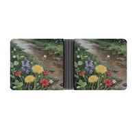 ERSTSNCK Wildflowers Daisy Wallet for Men Bifold Rfid Blocking Slim Money Clip Front Pocket Wallet Card Holder