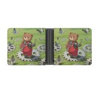 ERSTSNCK Wind-up-mechanical-teddy-bear Wallet for Men Bifold Rfid Blocking Slim Money Clip Front Pocket Wallet Card Holder