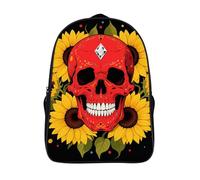 ERSTSNCK Winter Plum Grove Laptop Backpack for Travel Work, 16In Cute Bookbag, Computer Backpack, Casual Daypack, Red Skull & Yellow Sunflowers, 40x28x16cm