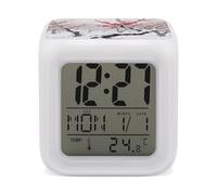ERSTSNCK Winter Plum Grove Night Light Alarm Clock LED Display Alarms for Bedroom Smart Digital Alarm Clock Wtih 7 Colorful Ambient Lights Sleep Timer for Heavy Sleepers Simple Operation