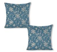 ERSTSNCK Winter Snowflakes Pillow Covers 18"x18"（2pcs） Linen Throw Pillow Covers - Double Sided Decorative Square Cushion Cases for Sofa, Bed, Chair (No Insert Included)