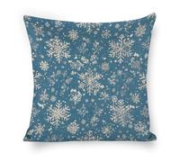 ERSTSNCK Winter Snowflakes Pillow Covers 18"x18" Linen Throw Pillow Covers - Double Sided Decorative Square Cushion Cases for Sofa, Bed, Chair (No Insert Included)