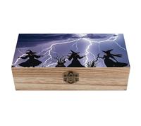 ERSTSNCK Witch Prayed Wooden Storage Box Elegant Retro Jewelry Box with Hinged Lid Decorative Keepsake Boxes Decor Handmade Organizer Boxes for Wedding, Party, Gift, Diy Craft, Home Decor