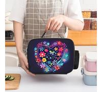 ERSTSNCK With Flower Pattern Insulated Lunch Bag for Women Lunch Box Large Capacity, Leakproof Tote with Detachable Handles- 5-Hour Cold/Hot Retention Cooler Bag for Office, Picnic, Camping