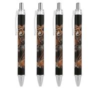 ERSTSNCK With Tiger And Paws Black Ballpoint Pens Fine Point (0.5mm) Black Ink Pen Retractable Ball Point Pens with Comfortable Full Grip for Journaling, And Office Writing Ideal 4 PCS