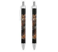 ERSTSNCK With Tiger And Paws Black Ballpoint Pens Fine Point (0.5mm) Black Ink Pen Retractable Ball Point Pens with Comfortable Full Grip for Journaling, And Office Writing Ideal 2 PCS