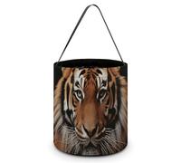 ERSTSNCK With Tiger And Paws Halloween Candy Buckets Reusable Tote Candy Bag - Trick Or Treat Goody Bag with Handles