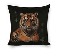 ERSTSNCK with Tiger and Paws Pillow Covers 18"x18" Linen Throw Pillow Covers - Double Sided Decorative Square Cushion Cases for Sofa, Bed, Chair (No Insert Included)