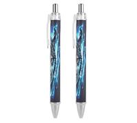 ERSTSNCK Wolf Head in Blue Flames Black Ballpoint Pens Fine Point (0.5mm) Black Ink Pen Retractable Ball Point Pens with Comfortable Full Grip for Journaling, And Office Writing Ideal 2 PCS