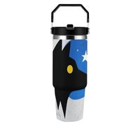 ERSTSNCK Wolf Moon Totem 30oz Tumbler Large Capacity Car Cup with Handle And Straw Lid Stainless Steel Travel Mug Double Wall Vacuum Insulated Cup Leak-Proof for Outdoor Home Use