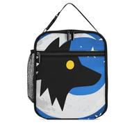 ERSTSNCK Wolf Moon Totem Lunch Bag for Adults Reusable Insulated Lunchbox Leakproof Small Lunch Box Tote for Men & Women Portable Food Cooler Bag for Work, Office, Picnics